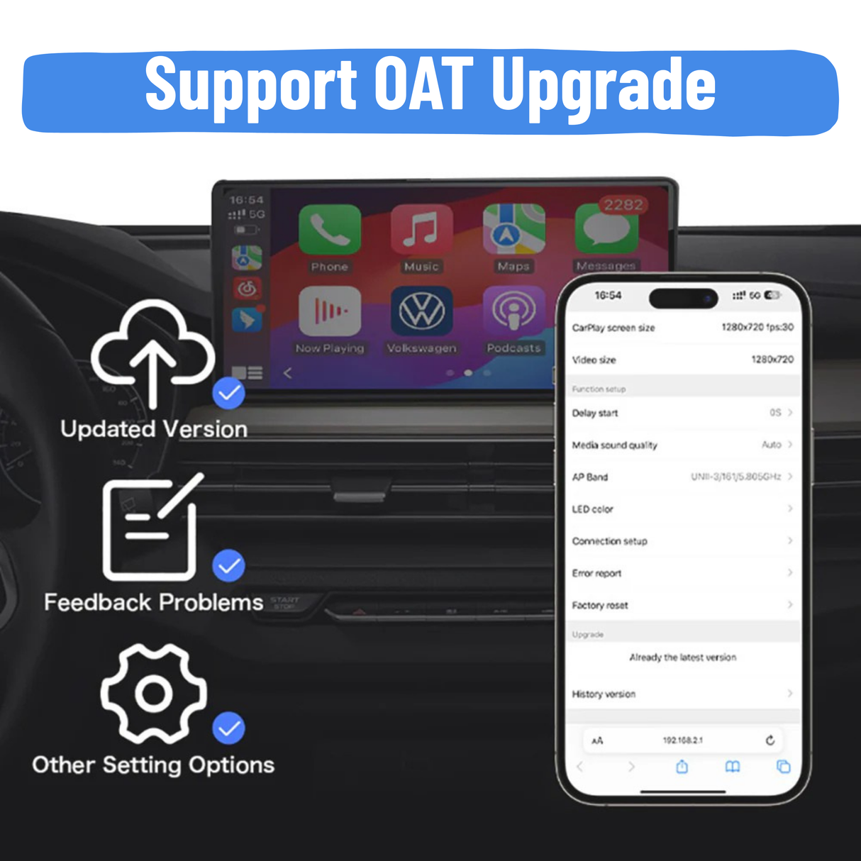 Wireless CarPlay/Android Auto Adapter for Vehicle with OEM Wired CarPlay/Android Auto