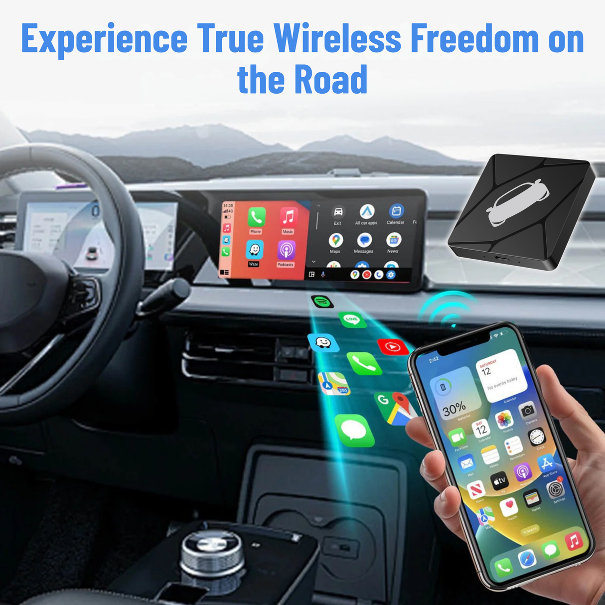 Wireless CarPlay/Android Auto Adapter for Vehicle with OEM Wired CarPlay/Android Auto