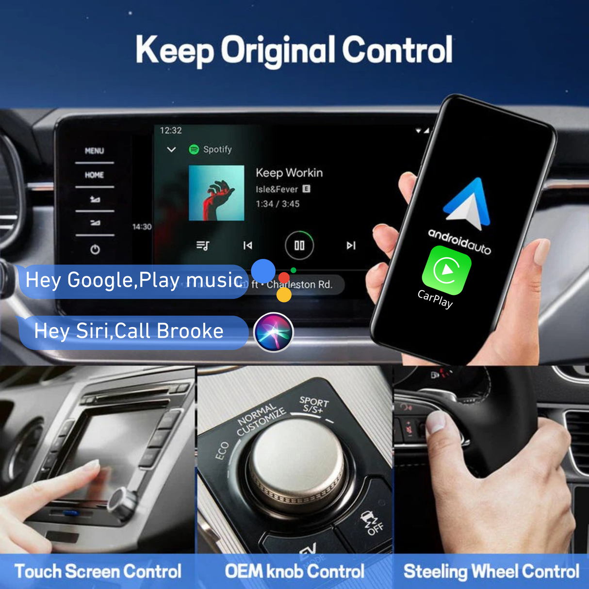 Wireless CarPlay/Android Auto Adapter for Vehicle with OEM Wired CarPlay/Android Auto