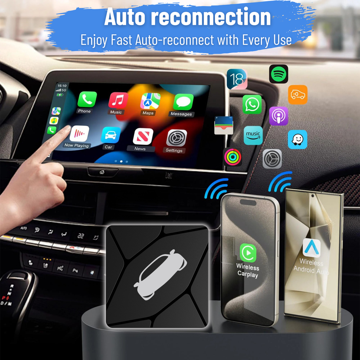 Wireless CarPlay/Android Auto Adapter for Vehicle with OEM Wired CarPlay/Android Auto