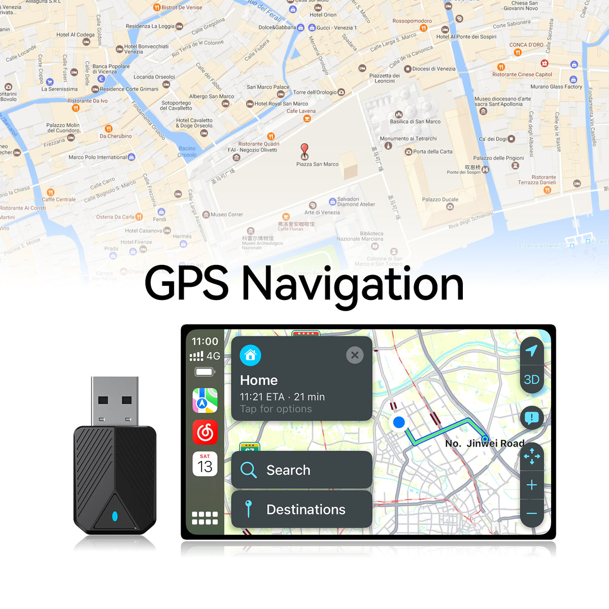 Wireless CarPlay Adapter / Android Auto Dongle, 5.8GHz WiFi Auto Connection