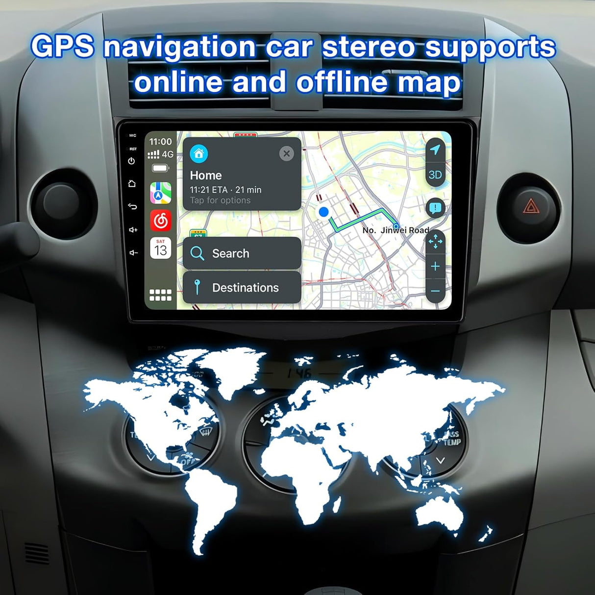 Android 13 Car Stereo for Toyota RAV4 (2006-2012) Supports Wireless CarPlay/Android Auto/Mirror Link