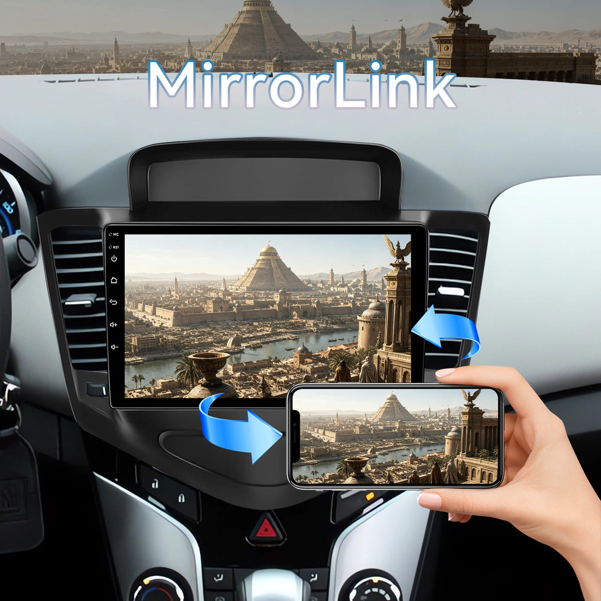 Android 13 Car Radio for Chevy Cruze 2009-2015 Wireless Carplay Android Auto Mirror Link 9" Touch Screen Car Radio with GPS, BT, FM/RDS, EQ, DSP, WiFi, SWC, Backup Camera