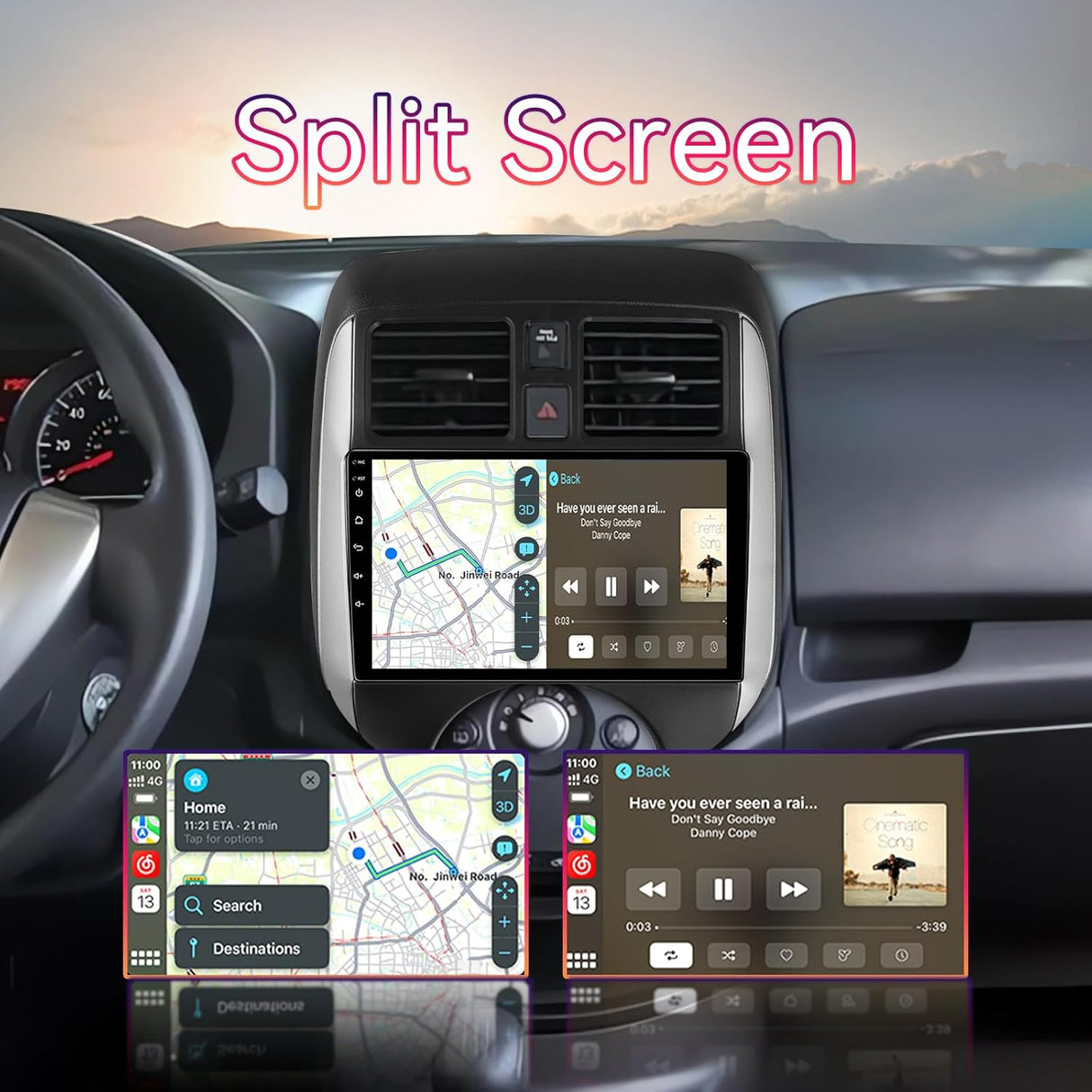 Car Stereo for Nissan Versa Note 2014-2018 Supports Wireless CarPlay/Android Auto Touchscreen, GPS/Bluetooth/FM/AUX/SWC/Backup Camera