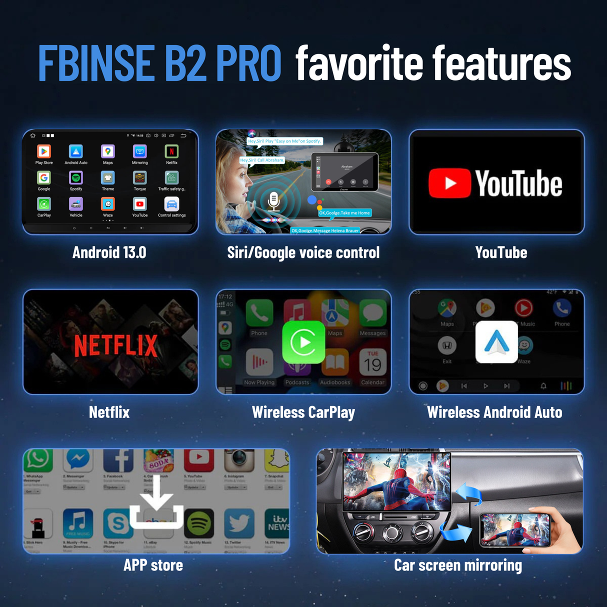 FBINSE B2 CarPlay AI Box For Car with Wired CarPlay/Android Auto