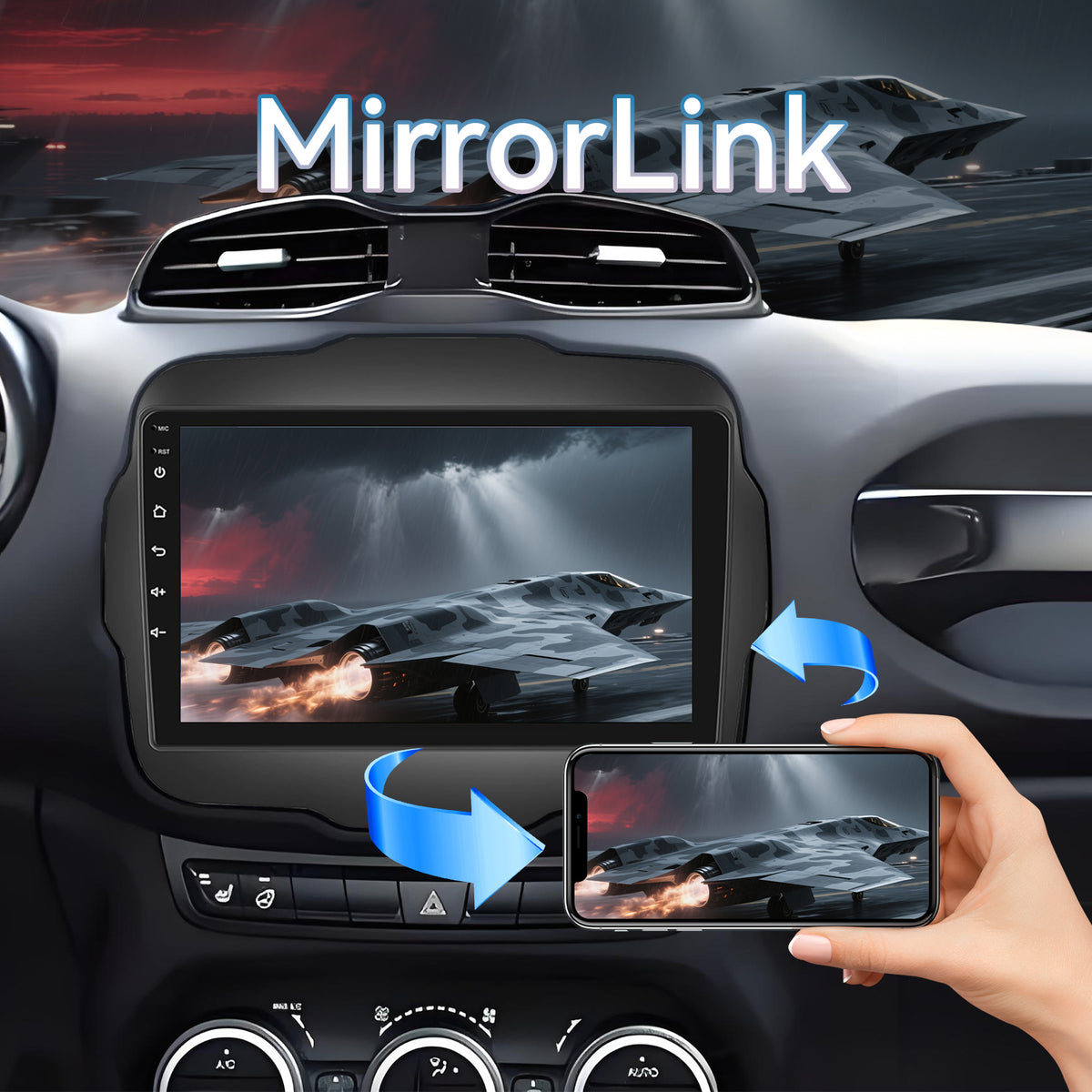 Car Radio for Jeep Renegade 2015 2016 2017 2018 2019 2020 64G 5GWiFi Upgrade Touchscreen Stereo for Jeep Renegade Accessories 9in Carplay Android Auto Headunit GPS Bluetooth FM Camera