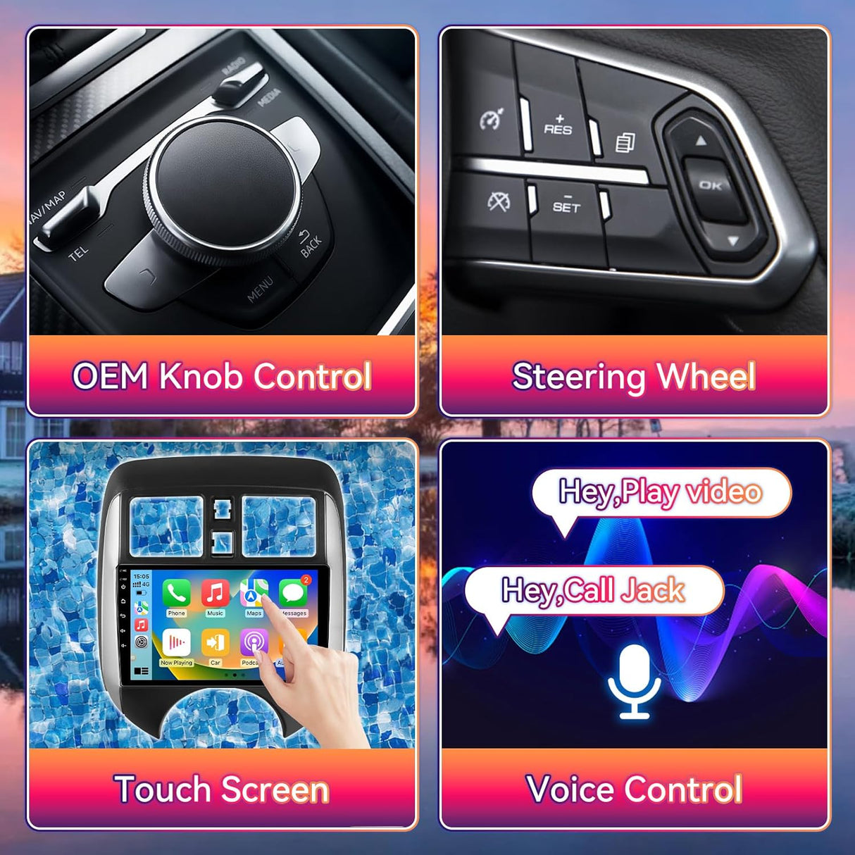 Car Stereo for Nissan Versa Note 2014-2018 Supports Wireless CarPlay/Android Auto Touchscreen, GPS/Bluetooth/FM/AUX/SWC/Backup Camera