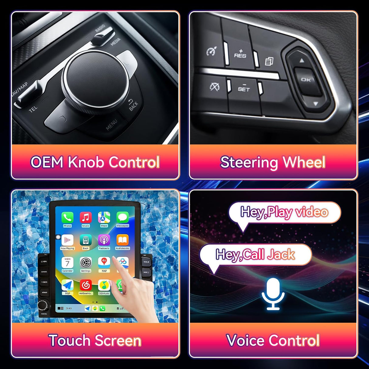 Car Stereo for Dodge Grand Caravan / Chrysler Town & Country (2013–2016), 9.7" Touchscreen Android Head Unit, 2+64GB, Wireless CarPlay & Android Auto, WiFi, GPS, Bluetooth, 1080P Backup Camera