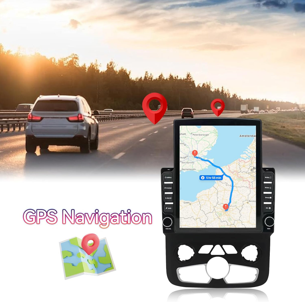 9.7 inch Car Stereo for Dodge RAM 1500/2500/3500 (2013-2018) Supports Wireless CarPlay /Android AutoGPS/WiFi/DSP/Backup Cam | for Manual & Auto AC