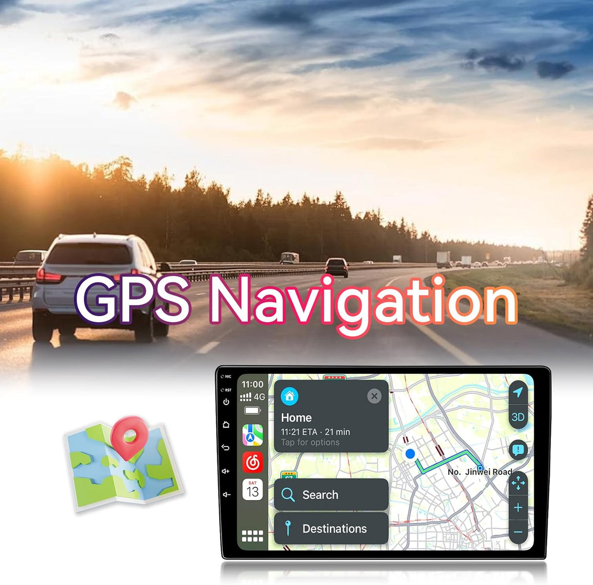 10 inch Android 13 Car Radio for Ford F150 2004-2008/Ford Expedition 2007-2014/Edge 2007-2010 Supports Wireless CarPlay/Android Auto, GPS, 5G WiFi, SWC, AHD Backup Camera