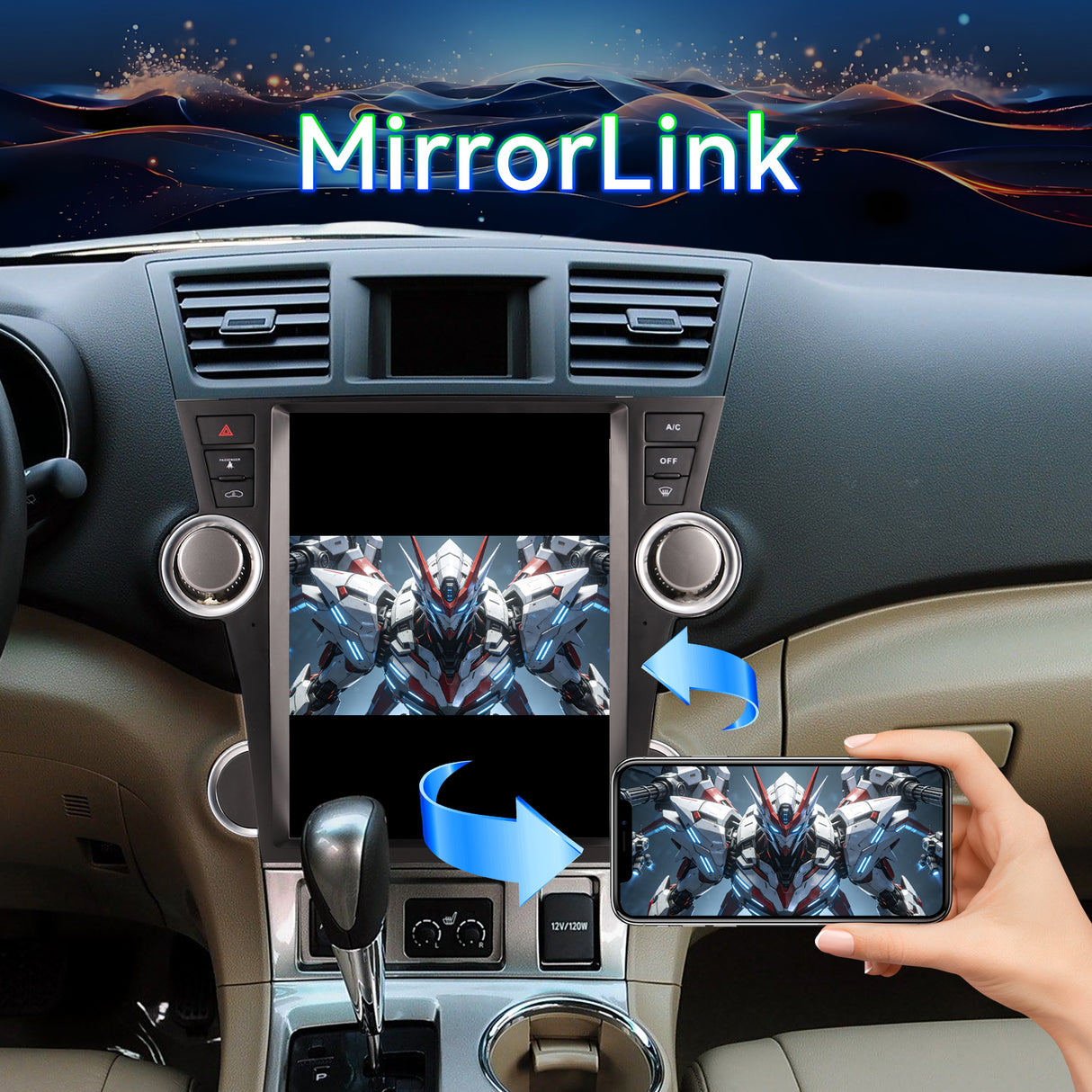 8Core 4GB+64GB Android 13 Car Radio for Toyota Highlander 2009 2010 2011 2012 2013, 12.1 Inch Highlander Stereo with Carplay & Android Auto