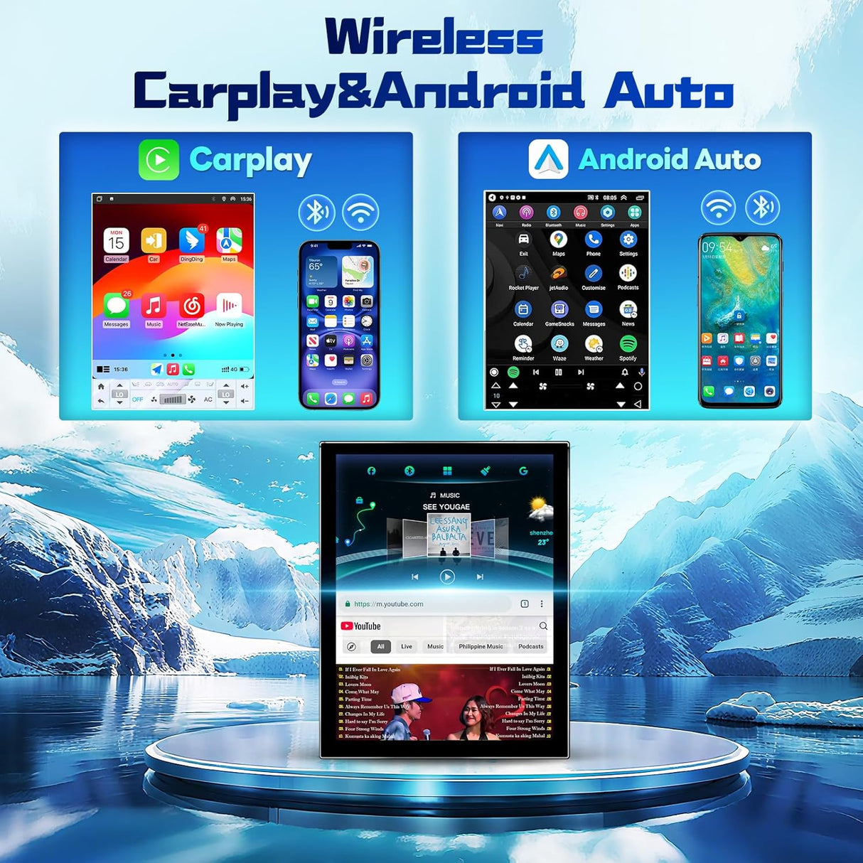 Car Stereo for 2011-2019 Ford Explorer with Wireless CarPlay/Android Auto/