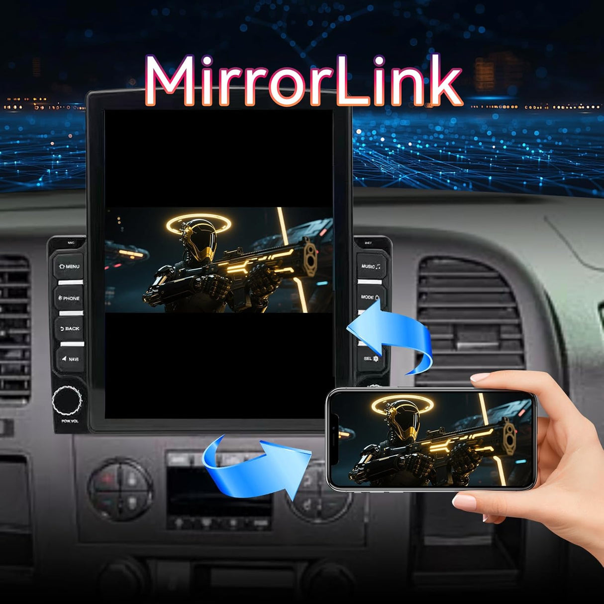 Android 13 Car Stereo for Chevy Silverado 2007-2013/GMC Sierra Yukon/Tahoe/Equinox Supports Wireless CarPlay & Android Auto