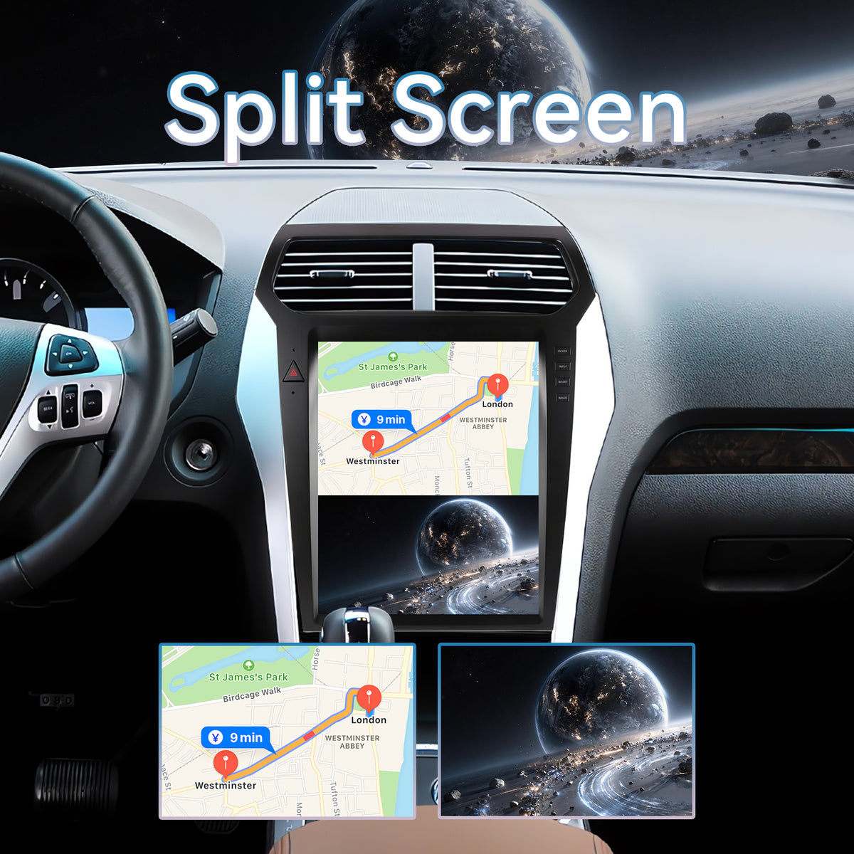 Car Stereo for 2011-2019 Ford Explorer with Wireless CarPlay/Android Auto/