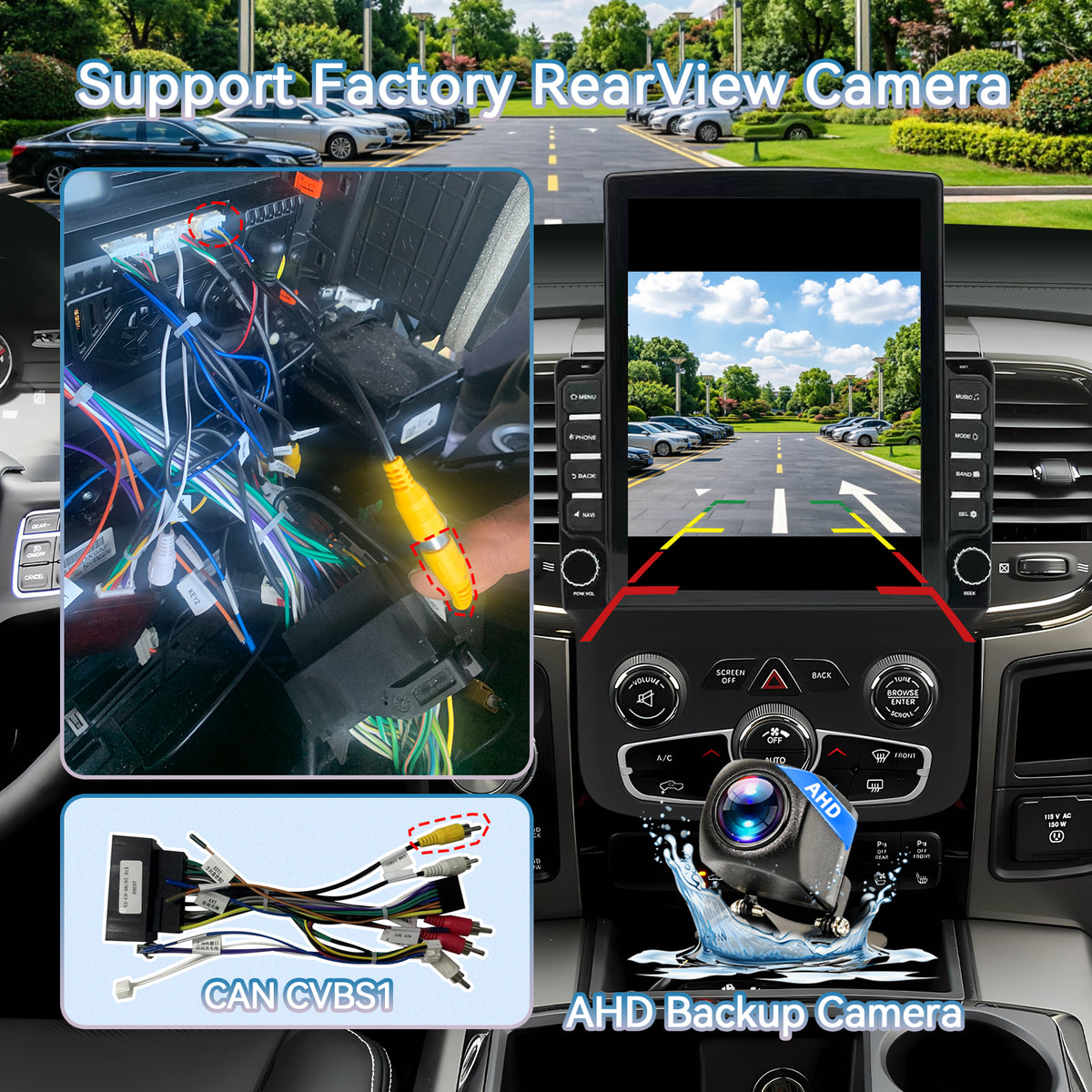 9.7 inch Car Stereo for Dodge RAM 1500/2500/3500 (2013-2018)auto-ac,Supports the vehicle’s original camera