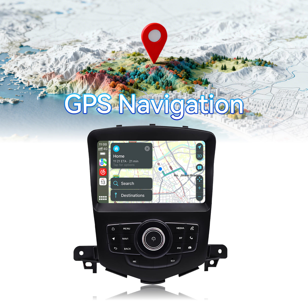 Android 14 Car Radio Stereo Compatible with Chevrolet Cruze 2009-2015, 8" OEM Style Touch Screen Wireless CarPlay & Android Auto GPS Navigation FM Radio Upgrade Bluetooth HD Backup Camera 2GB+64GB