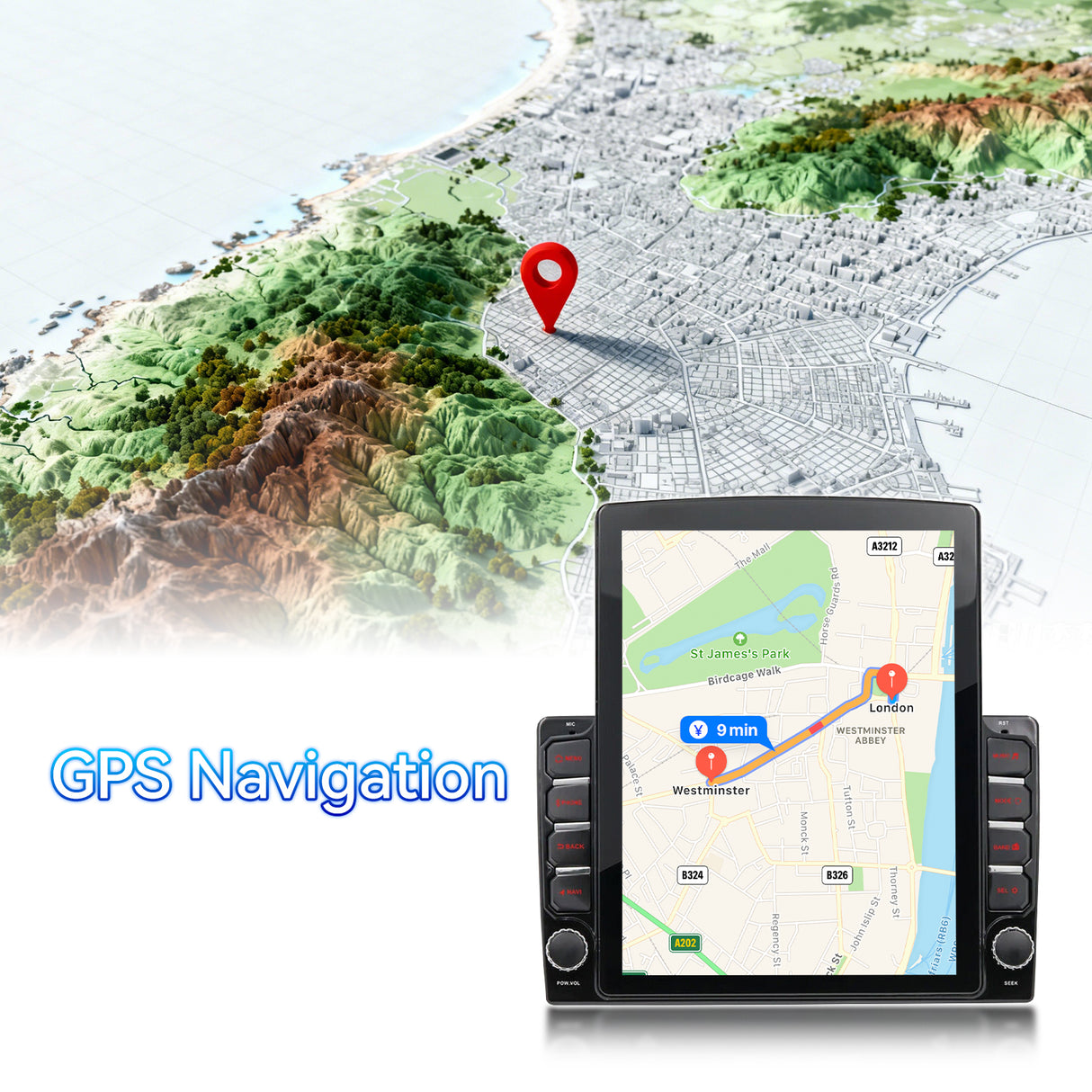 Car Stereo Radio Compatible with Toyota Tundra 2014-2021 with Wireless CarPlay Android Auto, Android 14 Head Unit, 9era.7 Inch Touchscreen Support Bluetooth, FM/GPS/WiFi/Mirror Link/Backup Cam