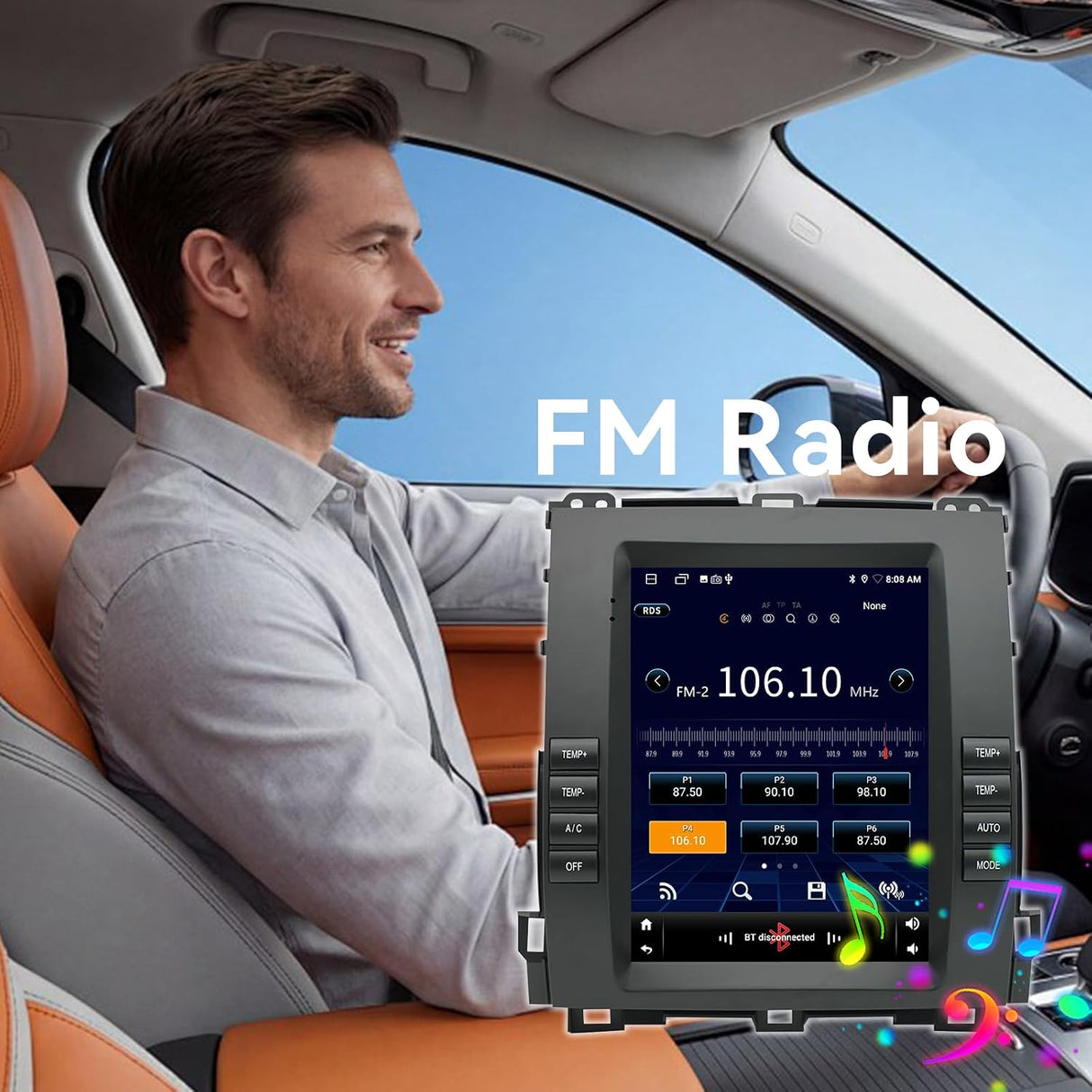 Car Stereo for Lexus GX470 2002-2005 Toyota Prado 2002-2009 Wireless CarPlay Android Auto Android 14 Auto AHD Backup Camera Upgrade 9.7" Touch screen GPS WIFI SWC FM Bluetooth 2+64G