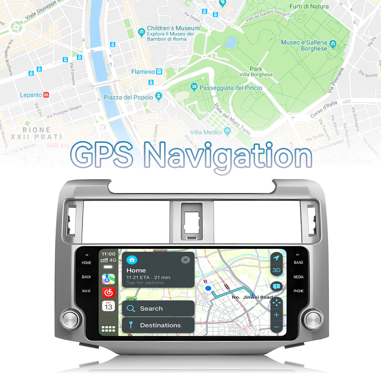 Car Stereo Radio Upgrade for Toyota 4Runner 2009-2019 CarPlay Android Auto 9" Touchscreen Car Radio Stereo Player Head Unit with GPS Navigation Bluetooth WiFi SWC FM RDS Backup Camera Mic