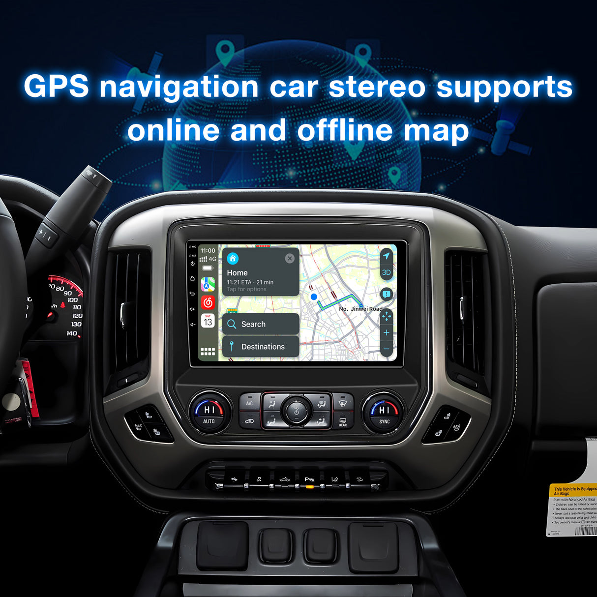 Android 13 2+64G Car Radio Replacement Compatible with Chevy Silverado & GMC Sierra 2014-2018, 10.2" Touch Screen, Wireless CarPlay& Android Auto, WiFi, GPS, Bluetooth, FM, 1080P Backup Camera, SWC