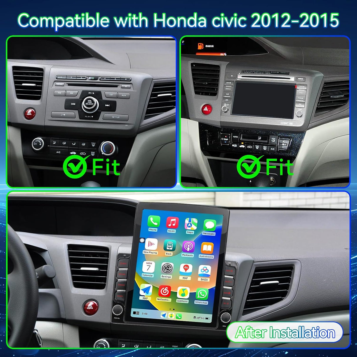 Car Stereo Radio Compatible for Honda Civic 2012 2013 2014 2015