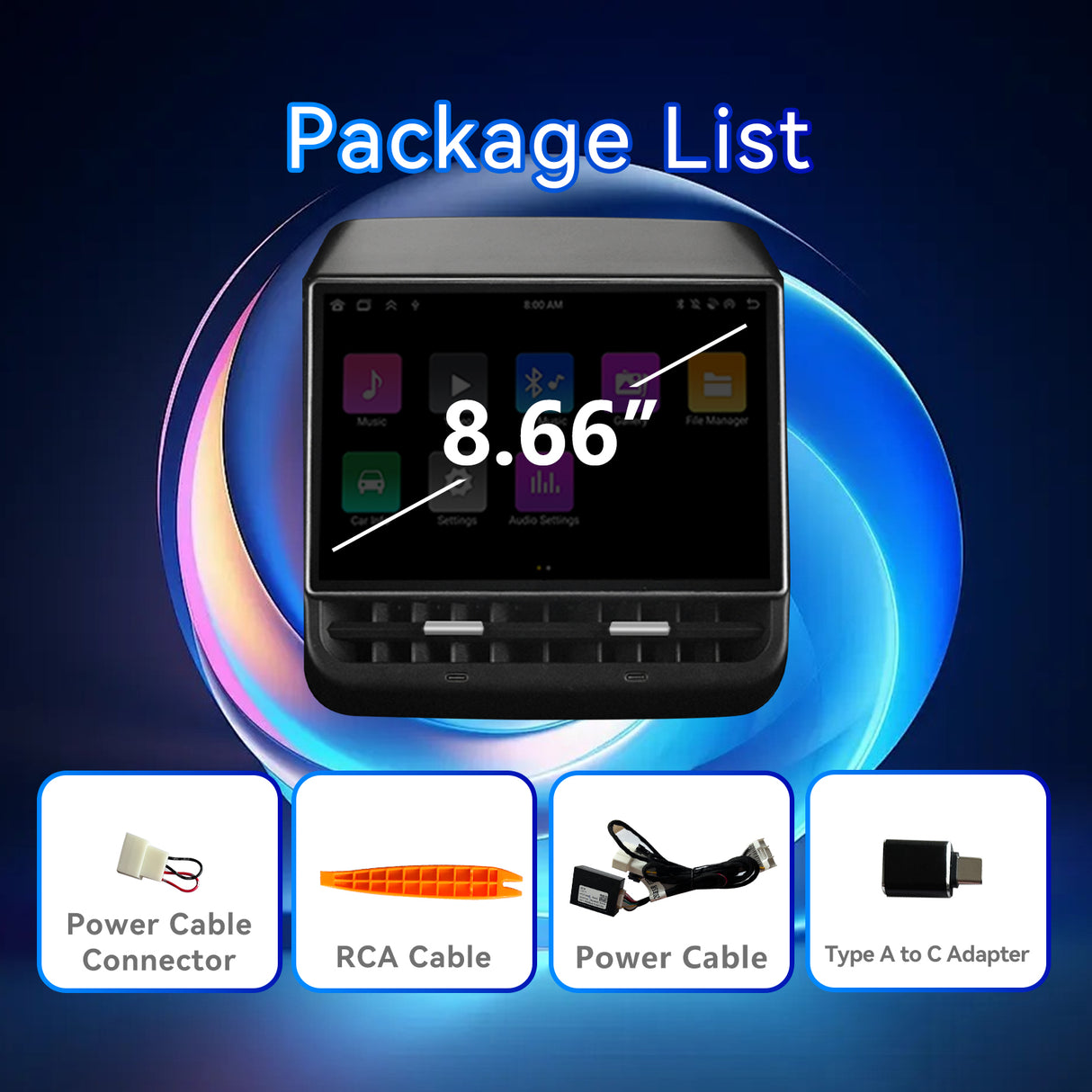 8.66 Inch Tesla Rear Display Screen for Model 3(2017-2023)&Model Y (2019-2024) Supports Youtube/Netflix/CarPlay