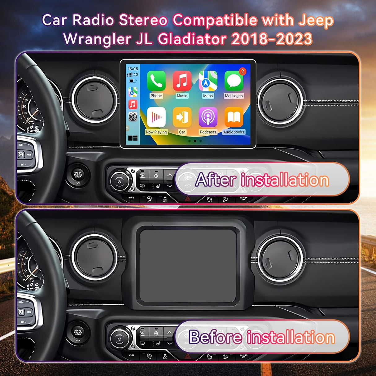 11.5" Android 13 Car Radio Stereo Compatible with Jeep Wrangler JL Gladiator 2018-2023, HD Touchscreen Upgrade, 4GB+64GB, Wireless CarPlay&Android Auto, Support Factory Backup Camera