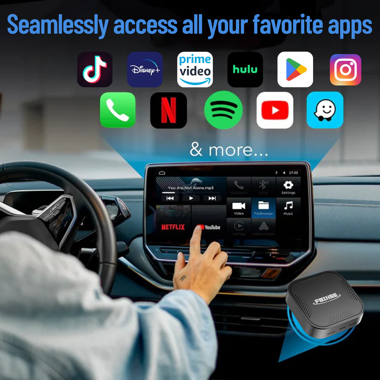 FBINSE B1 Android 13 CarPlay AI Box For Car with Wired CarPlay/Android Auto