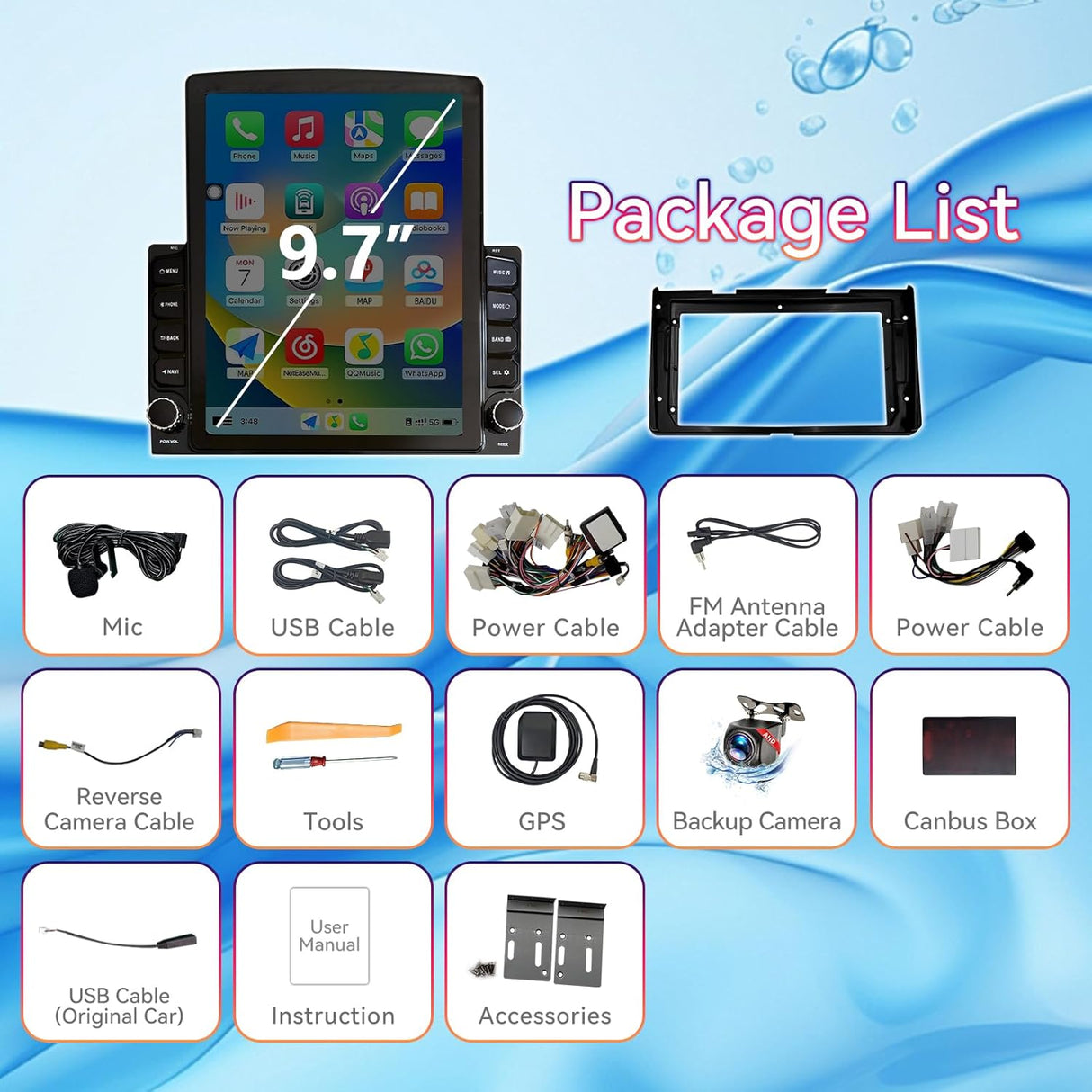 Android 13 Car Stereo for 3rd Gen Toyota Tacoma 2018-2021 Support Wireless CarPlay&Android Auto, GPS, FM, WiFi, Bluetooth, Reverse Camera, SWC