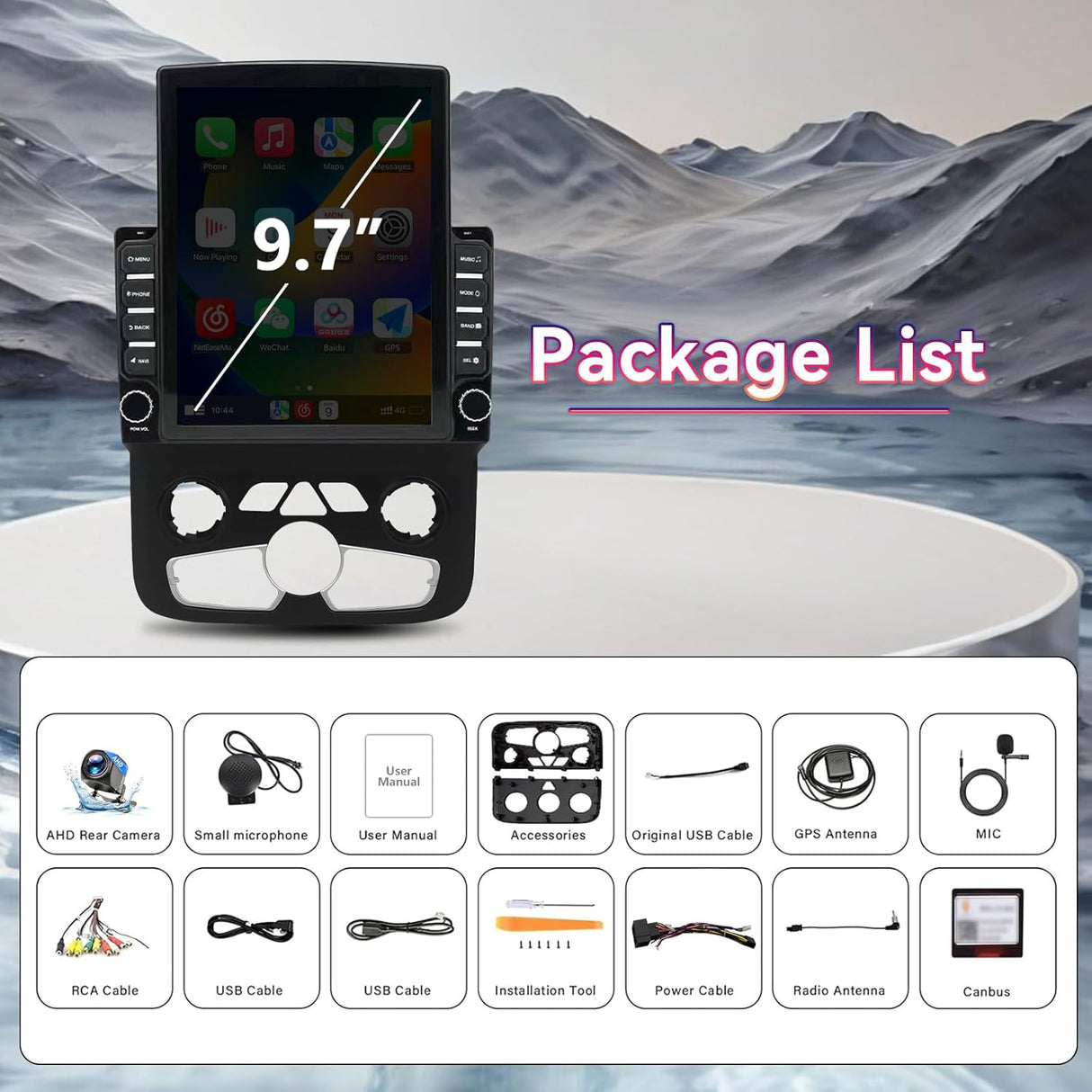 9.7 inch Car Stereo for Dodge RAM 1500/2500/3500 (2013-2018) Supports Wireless CarPlay /Android AutoGPS/WiFi/DSP/Backup Cam | for Manual & Auto AC