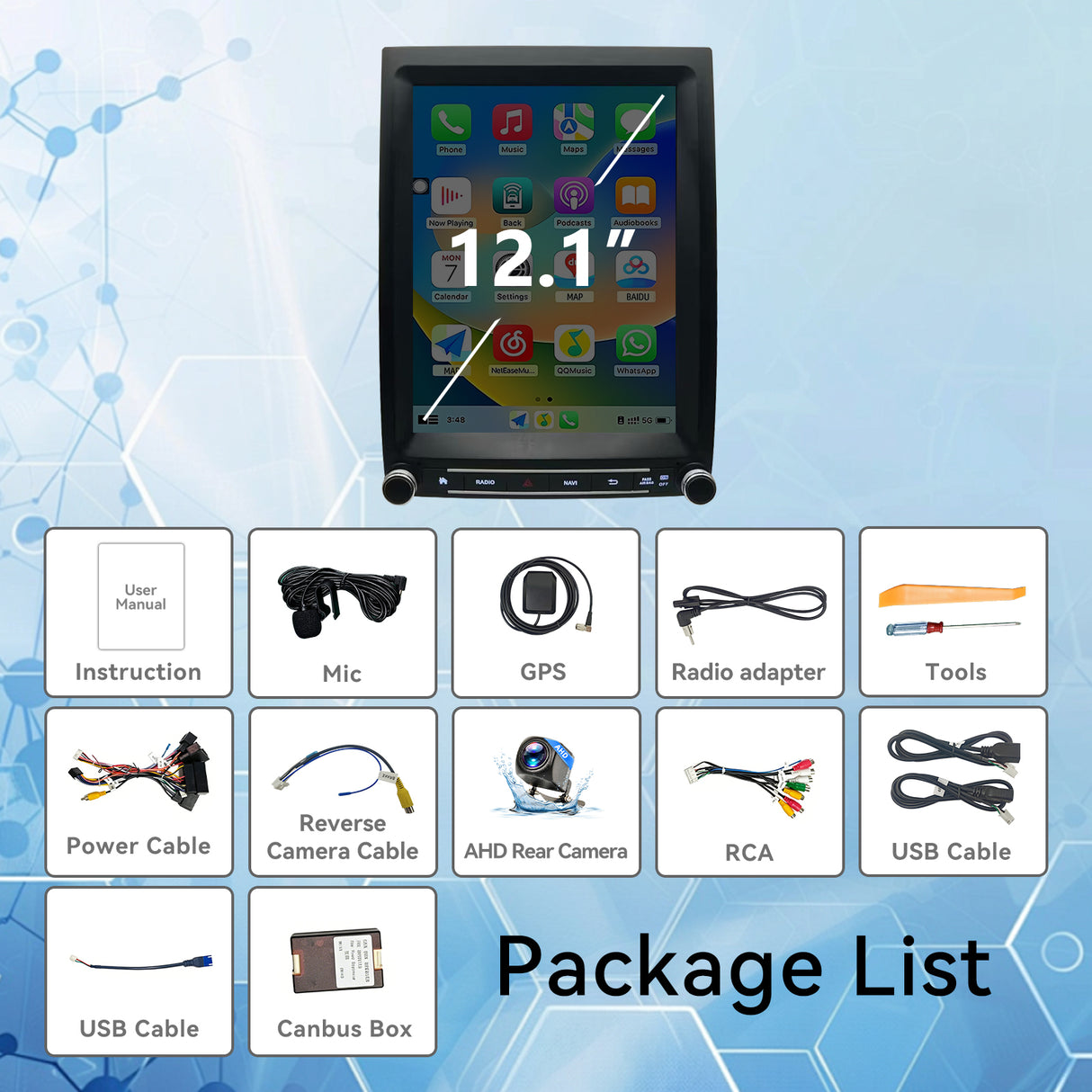 12.1 inch Android 13 Car Radio for Ford expedition F350 2013-2017, Upgrade Head Carplay Android Auto GPS Navigation,4G+64G, 8Core