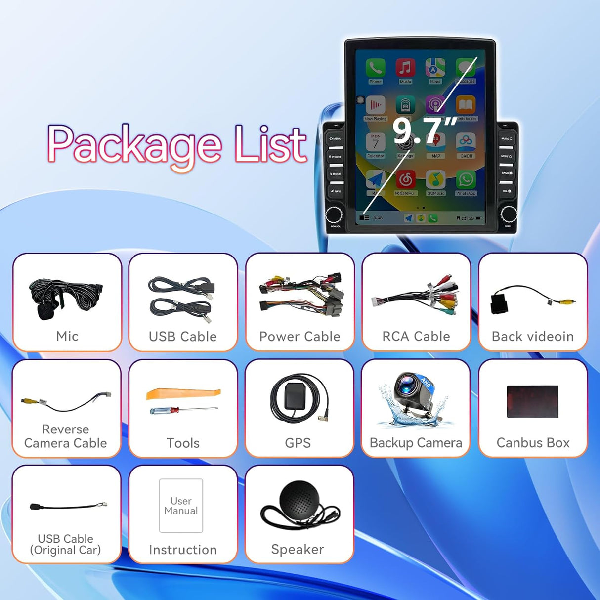 Android 13 Car Stereo for Chevy Silverado 2007-2013/GMC Sierra Yukon/Tahoe/Equinox Supports Wireless CarPlay & Android Auto