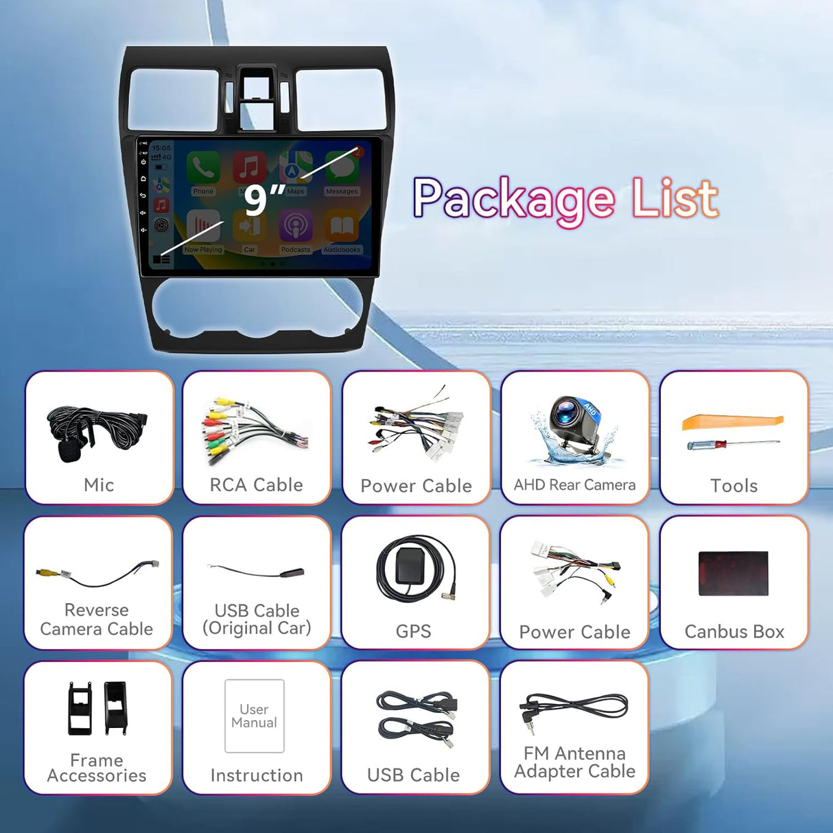 Android 13 Car Stereo for Subaru Forester/Impreza/WRX/Crosstrek 2013-2015 Supports Wireless CarPlay&Android Auto, GPS, BT 5.0, SWC, DSP, AHD Backup Camera