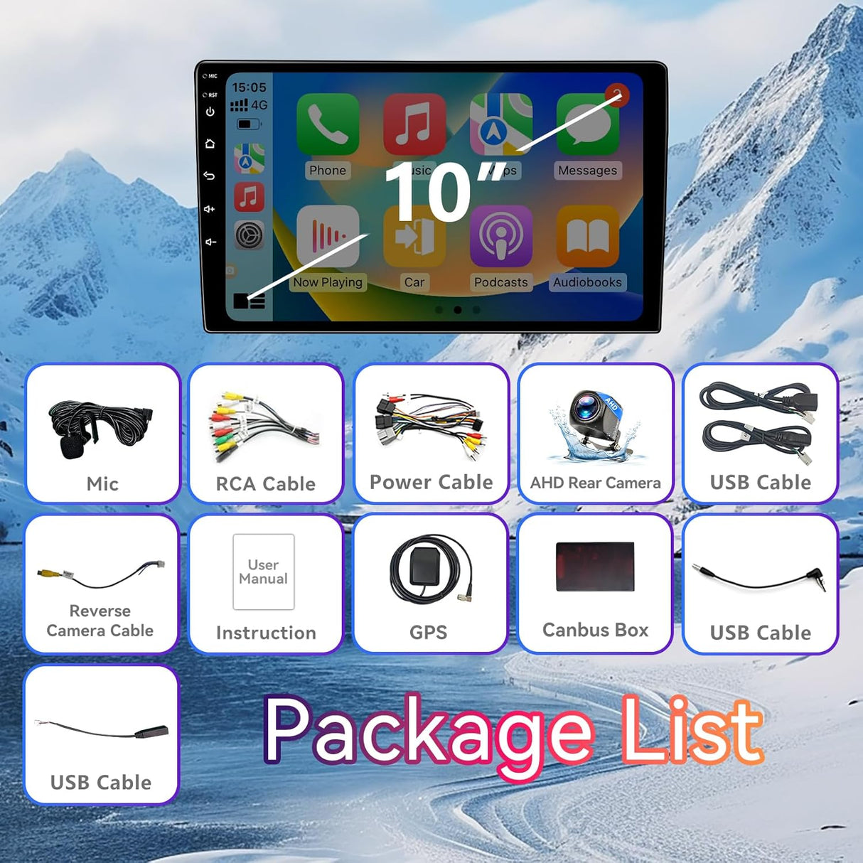 10 inch Android 13 Car Radio for Ford F150 2004-2008/Ford Expedition 2007-2014/Edge 2007-2010 Supports Wireless CarPlay/Android Auto, GPS, 5G WiFi, SWC, AHD Backup Camera