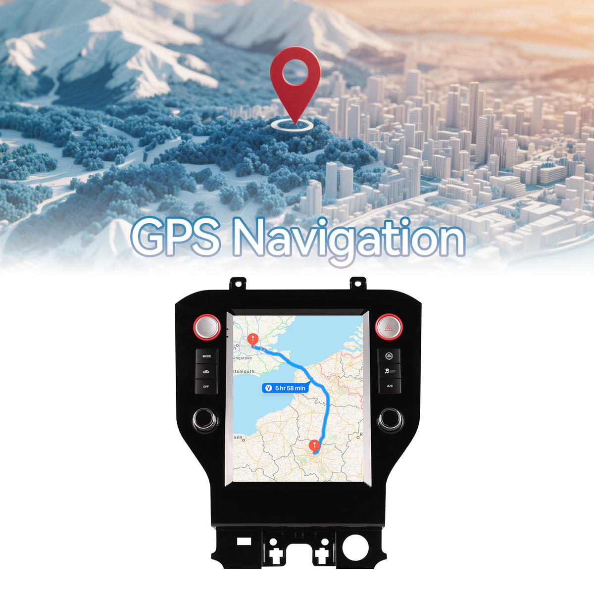 Car Radio for Ford Mustang 2015-2021 Stereo Replacement 9.7 Inch Carplay Touch ScreenAndroid Auto Head Unit Upgrade DSP Multimedia Player GPS Navigation System Bluetooth
