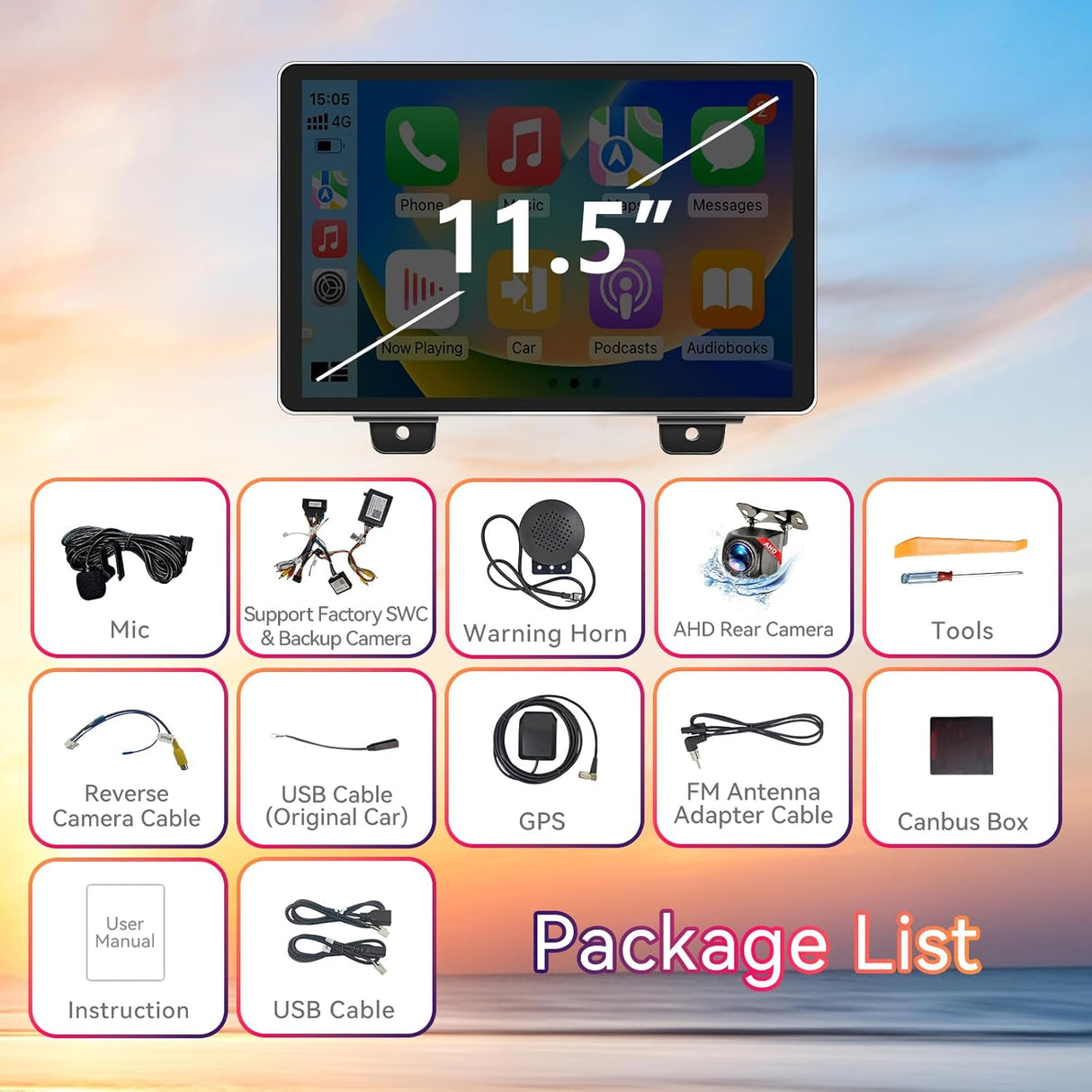 11.5 inch the Largest Touchscreen Car Stereo for Jeep Wrangler JL Gladiator 2018-2023 Support Wireless CarPlay&Android Auto,Factory Backup Camera