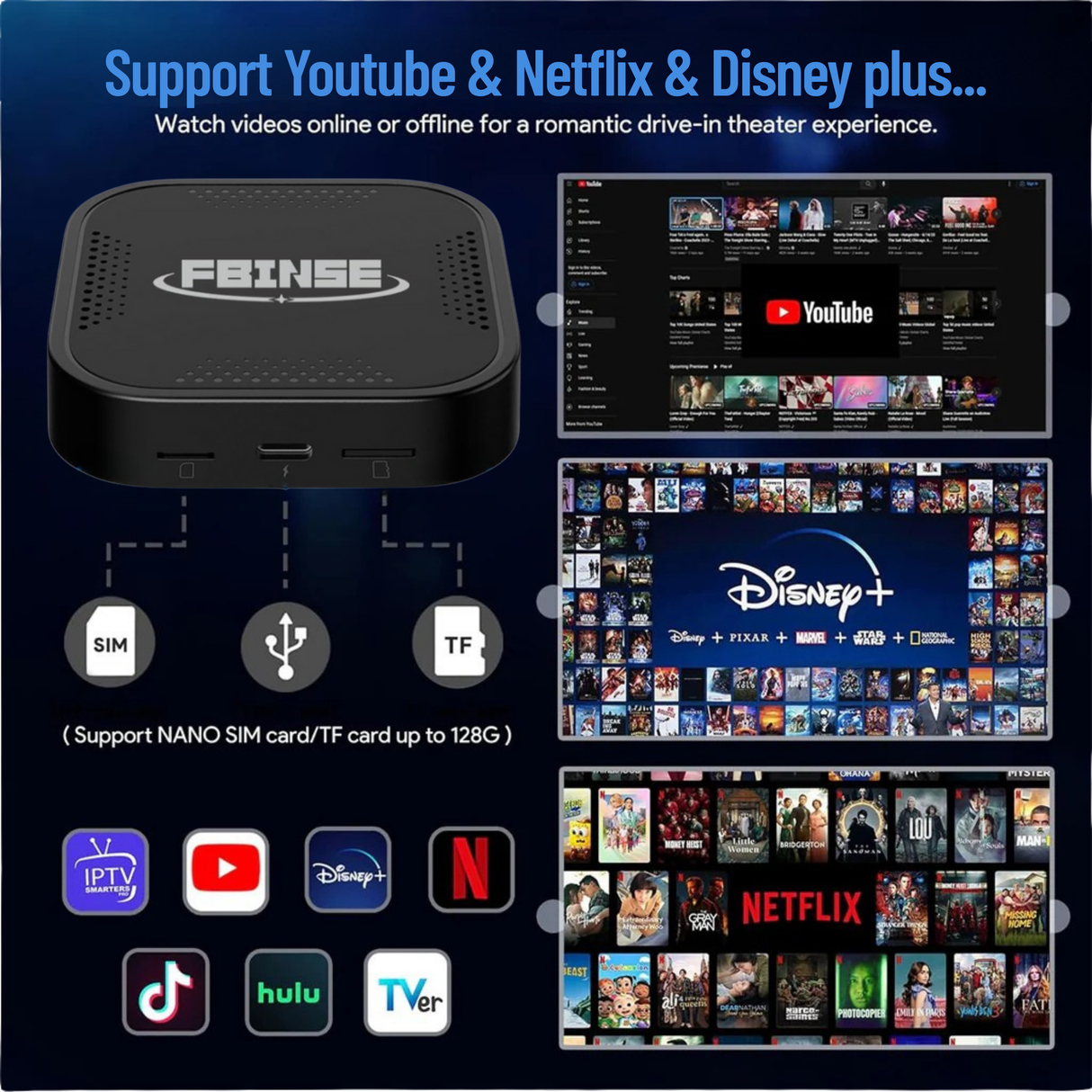 FBINSE B1 Android 13 CarPlay AI Box For Car with Wired CarPlay/Android Auto