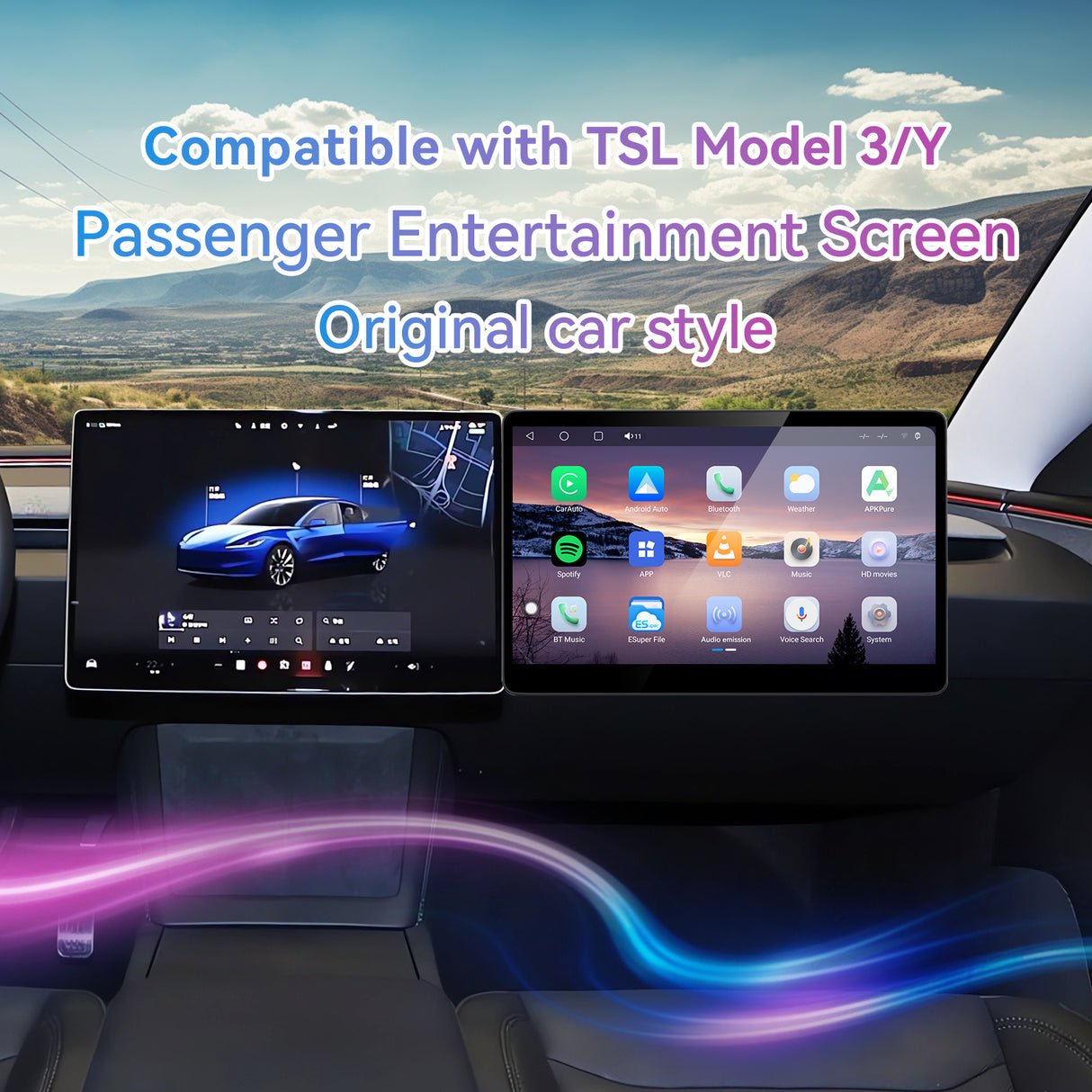 15.6" Android 13 Co-Pilot Screen Car Radio Stereo Compatible with Tesla Model 3 2019-2022 & Model Y 2021-2024, 6+64GB, Wireless CarPlay/Android Auto, OEM-Style Upgrade, BT 5.0, WiFi (WiFi Version)