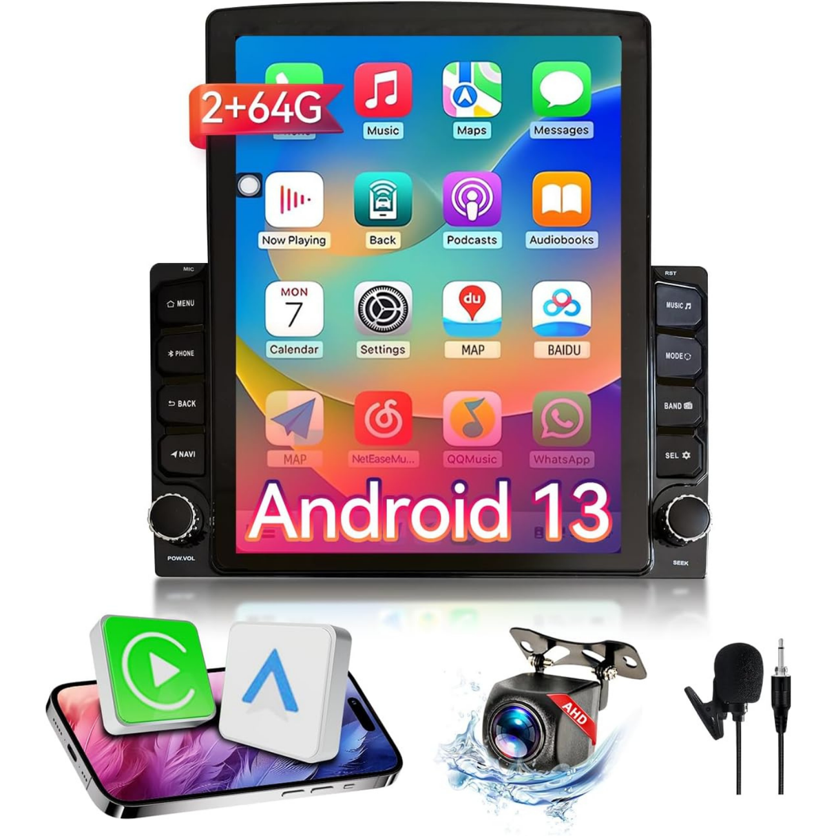Car Stereo for Dodge Grand Caravan / Chrysler Town & Country (2013–2016), 9.7" Touchscreen Android Head Unit, 2+64GB, Wireless CarPlay & Android Auto, WiFi, GPS, Bluetooth, 1080P Backup Camera