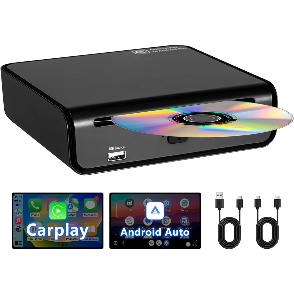 CarPlay CD Player Supports Wireless CarPlay/Android Auto for Car with Wired CarPlay