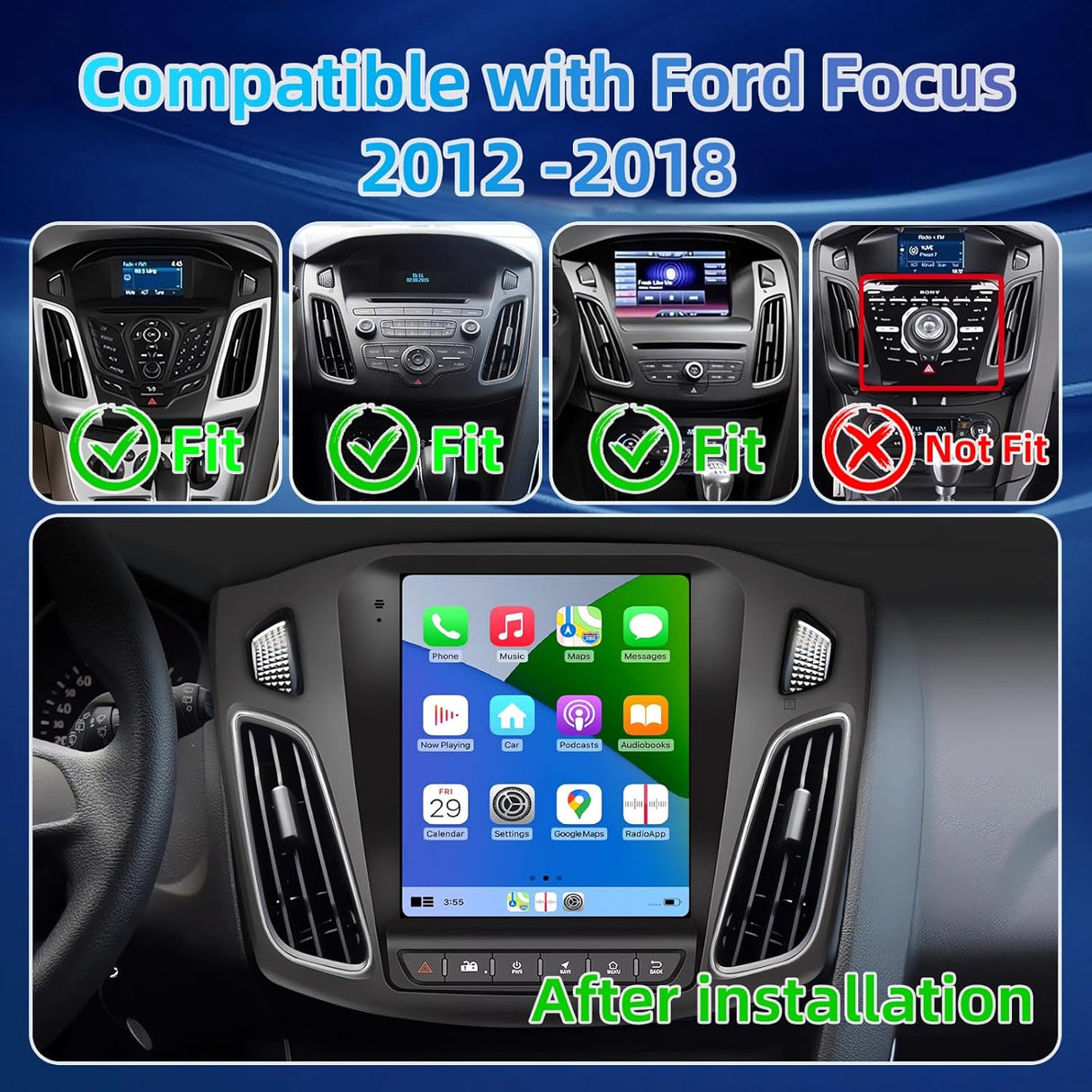 Car Stereo Radio Compatible  for Ford Focus 2012 2013 2014 2015 2016 2017 2018