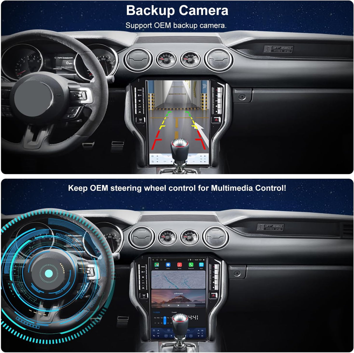 car Radio for Ford Mustang 2015-2023 Upgrade,8-Core Qualcomm CPU 14.5inch