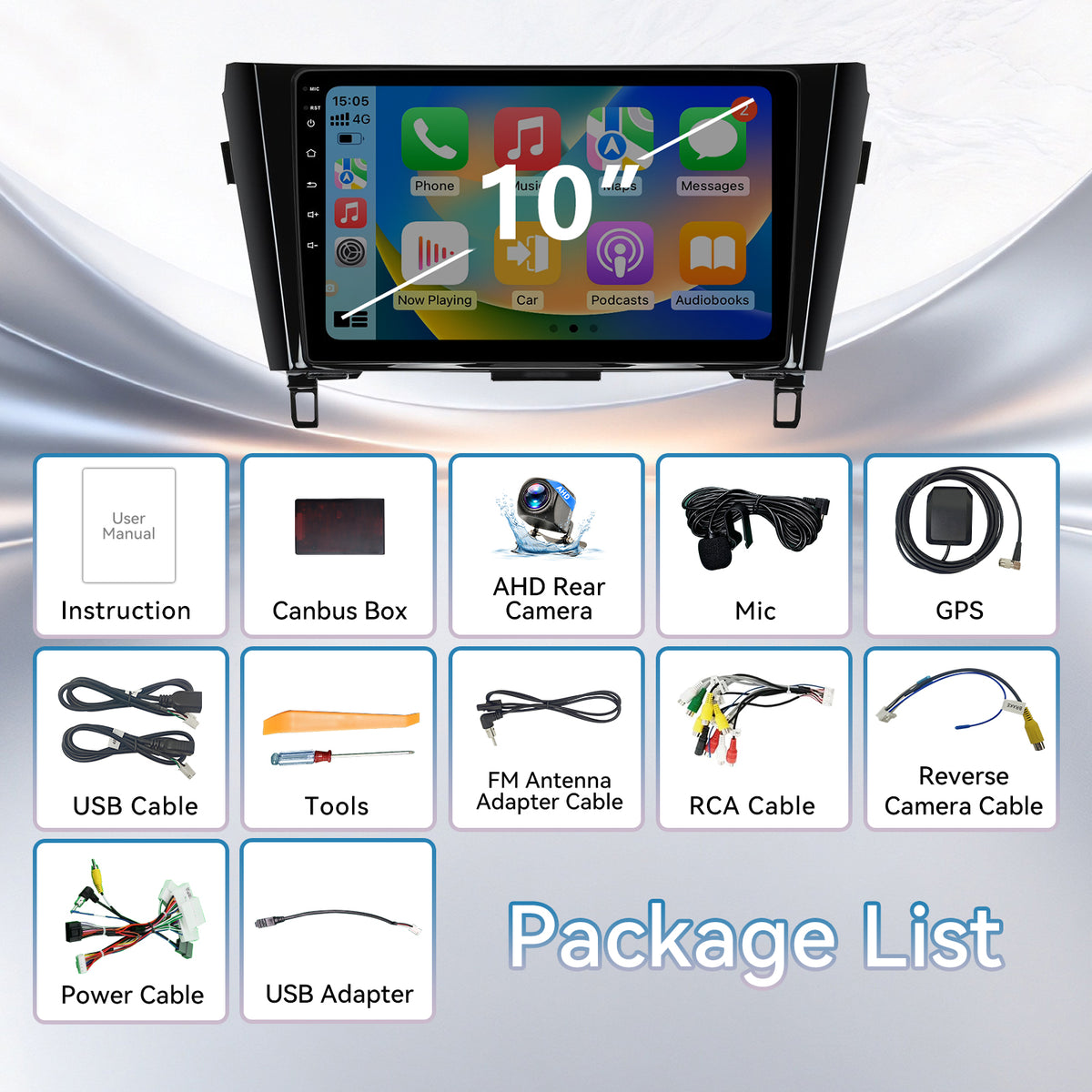Android 13 Car Radio Stereo for Nissan Rogue X-Trail  2014-2018(Auto AC) with 10.1" Touchscreen Radio Built-in Wireless Carplay/Android Auto/GPS/Bluetooth/FM/AUX-in/SWC/Camera