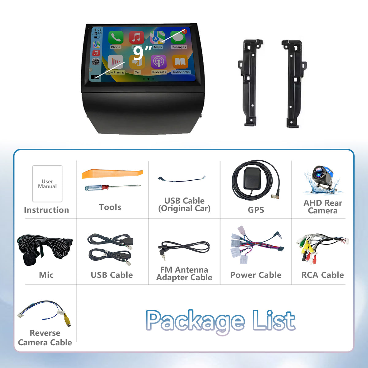 Car Radio for Toyota Prius 2003 2004 2005 2006 2007 2008 2009 Stereo, 9’’ Touch Screen Head Unit for Prius Android Radio Bluetooth, Wireless Carplay Android Auto, GPS, WiFi, HiFi, SWC, Mic, Backup Cam