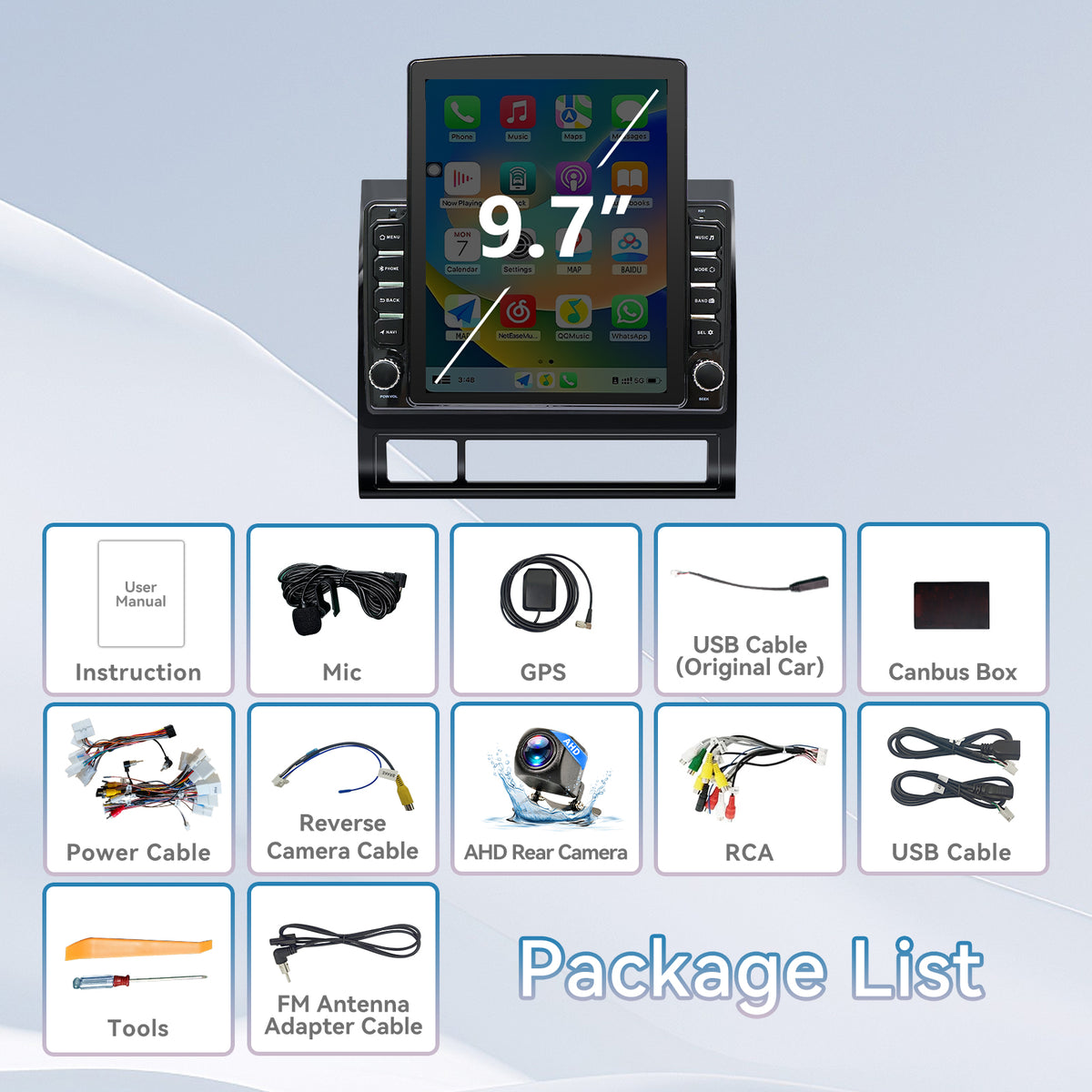 Car Stereo for Toyota Tacoma 2005-2015 Upgrade Wireless CarPlay & Android Auto AHD Backup Camera GPS SWC FM WiFi Bluetooth