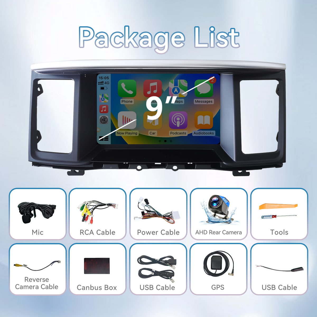 Car Stereo Upgrade Radio Compatible with Nissan Pathfinder 2012-2020 Wireless CarPlay Android Auto Head Unit GPS Navigation Bluetooth WiFi FM