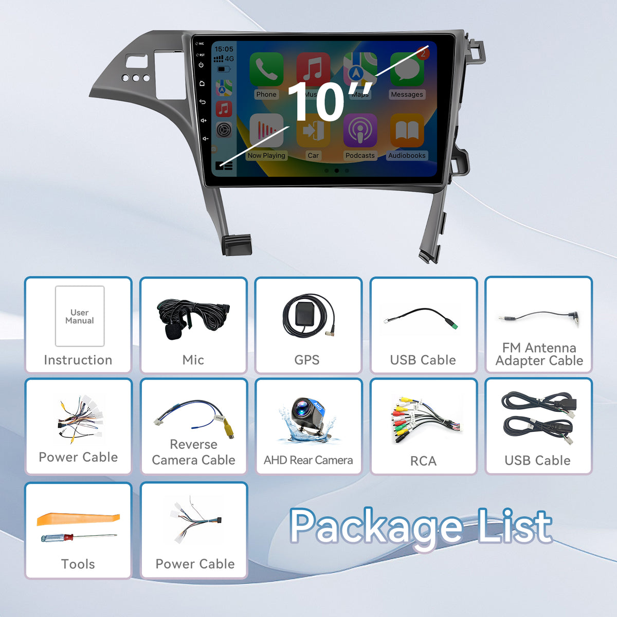 Car Radio for Toyota Prius 2010-2015,10 Inch Prius Stereo Support Carplay/Android Auto,GPS Navigation& Bluetooth,Backup Camera & SWC
