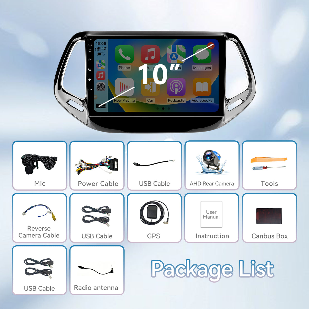 Car Radio Stereo for Jeep Compass 2017-2020,10" Android 13 Touchscreen Head Unit,Wireless CarPlay & Android Auto,GPS Navigation,HD Backup Camera,Mirror Link