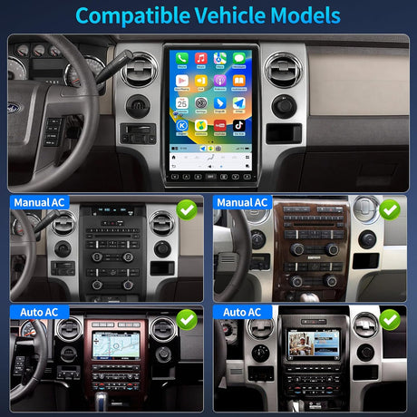 Car Radio for F150 2009-2012 Radio Upgrade with Carplay Android Auto 2K 14.4inch Inches Touch Screen Head Unit Replacement Keep OEM Camera GPS Navigation 4G SWC 8+128G Manual/Auto AC