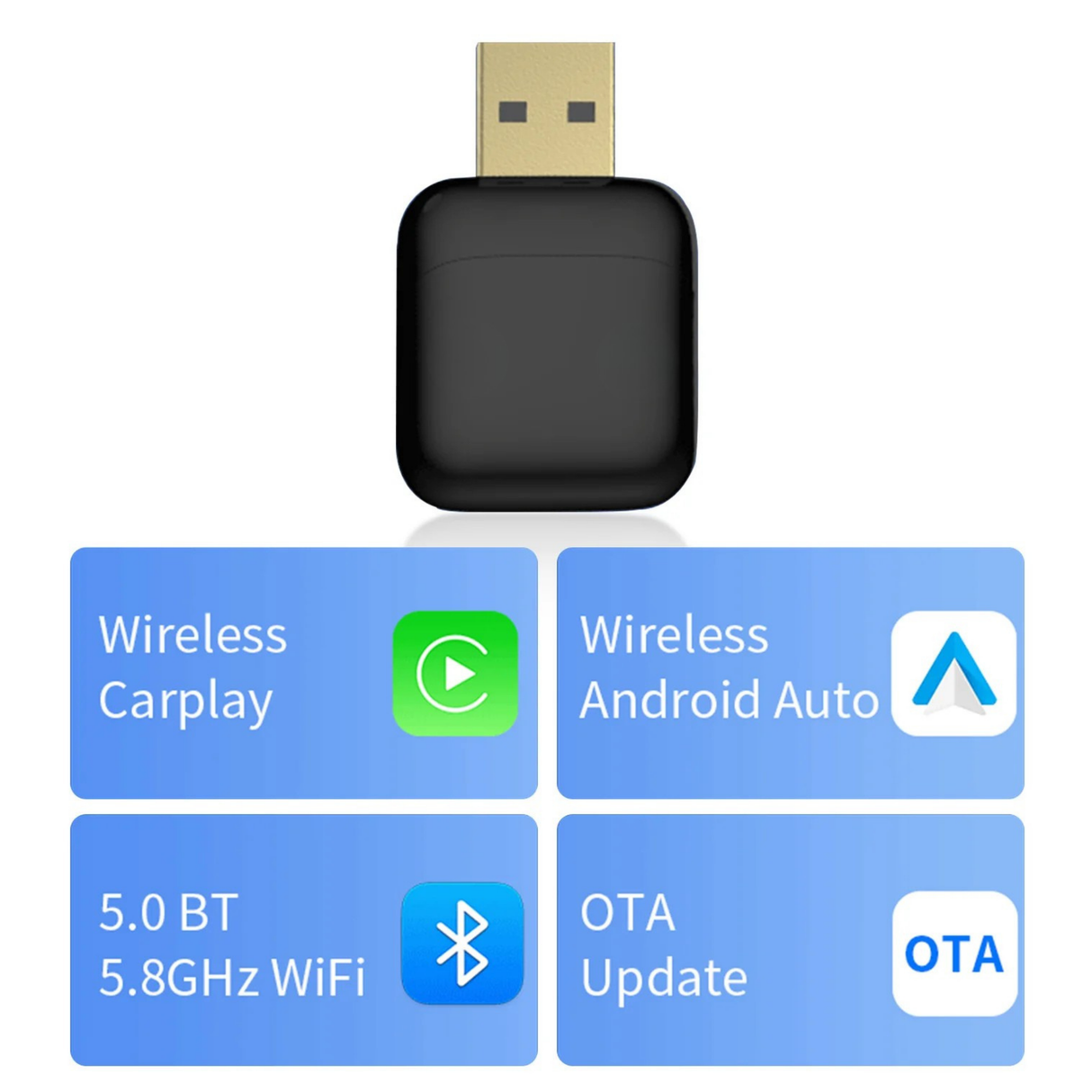 USB Type Wireless Android Auto/CarPlay Adapter for Vehicle with Stock Wired CarPlay/Android Auto